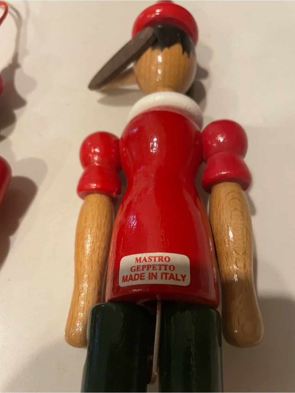 Wooden Pinocchio Figurine - Red & Green - Picture 3 of 4